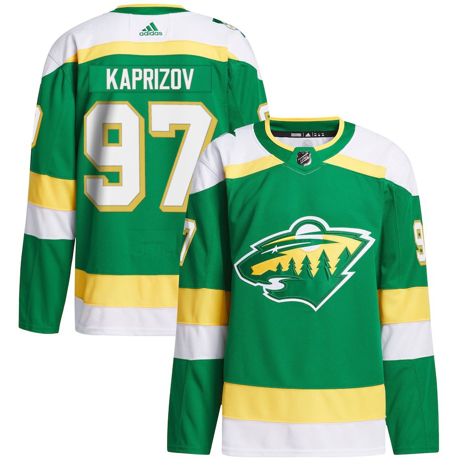 Men Minnesota Wild 97 Kirill Kaprizov adidas Green 2023-24 Alternate Primegreen Authentic Player NHL Jersey